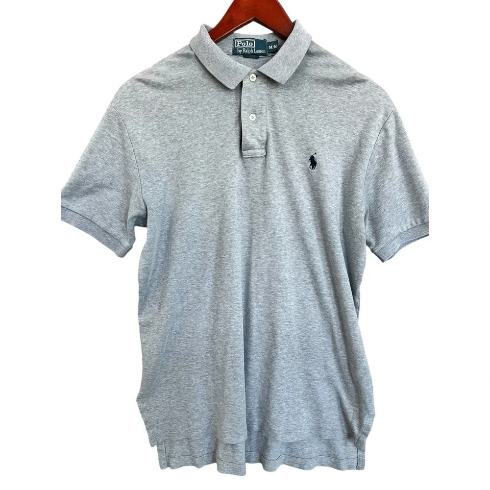 Polo Ralph Lauren Polo Shirt Mens Medium Gray Blue Pony Golf Country Club Preppy